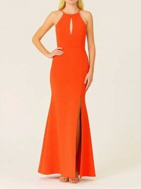 JAYGODFREY Coral Red Cutout Gown Size 10